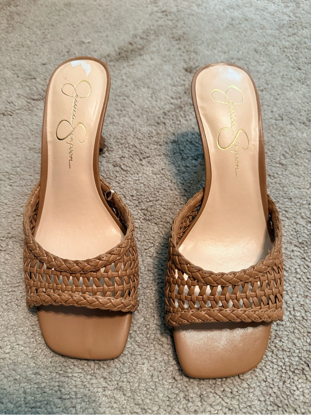 Jessica Simpson Woven Tan Slide Mules